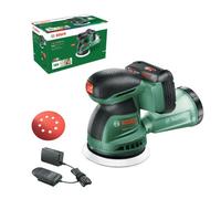 Bosch lijadora excéntrica a batería EasyOrbit 18V-10 (lijado en madera, superficies barnizadas y pintadas de pequeñas a medianas; diámetro: 125 mm; batería y cargador de 2,0 Ah)