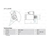 BOSCH Anlasser Starter 1.8kW Para Toyota Avensis Station Wagon Corolla Verso