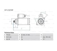 BOSCH Anlasser Starter 2kW Para VW Passat Alltrack 0 986 025 350