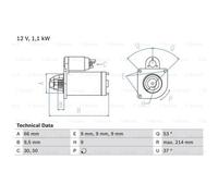 BOSCH Arrancador Starter 1.1kW Para Alfa Romeo 147 0 986 017 770