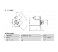 BOSCH Arrancador Starter 1.4kW Para BMW 3er 5er 0 986 026 220
