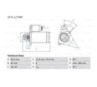 BOSCH Arrancador Starter 1.7kW Para VW Transporter III Bus Kasten 0 986 013 350