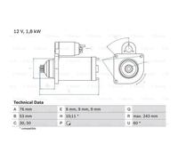 BOSCH Arrancador Starter 1.8kW Para VW Transporter IV Bus 0 986 016 990