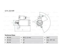BOSCH Arrancador Starter 2.5kW Para Audi A4 Avant Q5 0 986 024 040