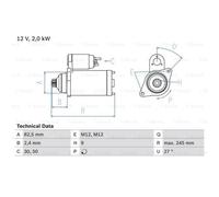 BOSCH Arrancador Starter 2kW Para Audi A4 Avant A6 Seat Exeo ST 0 986 021 220