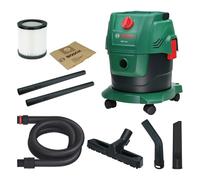 Bosch Aspirador con Cable PAS15-200 (Tubos de extensión (plástico), Manguera de aspiración de 2,2 m, Tubo Flexible/acodado, boquillas para Suelos y Ranuras, Bolsa de Papel (FSC), Filtro de Cartucho)