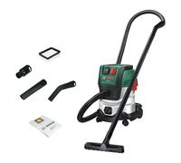 Bosch Aspirador en seco y húmedo PAS20-220P (Tubos de extensión, Manguera de aspiración de 2,2 m, Tubo Flexible/acodado, boquillas para Suelos y Ranuras, Filtro Plisado Plano, UniversalAdapter)