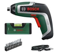 Bosch Home and Garden Atornillador a batería IXO y Nivel (3,6 V; 2,0 Ah; 5,5 Nm; con mini de burbuja cable micro USB; compatible los accesorios la colección IXO; atornilla hasta 190 tornillos)
