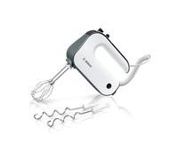 Bosch - Batidora de repostería, 5 niveles, 2 varillas de acero inox gancho para amasar 850 W, color blanco/plateado oscuro, MFQ49300