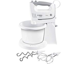 Bosch - Batidora de Repostería, ErgoMixx, 450 W, 5 velocidades, Función Turbo, Blanco, MFQ36460