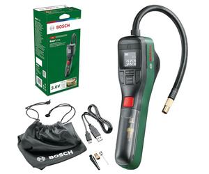Bosch bomba de aire bicicleta, compresor de aire a batería EasyPump (batería de 3,0 Ah, 3,6 voltios, función de parada automática, 150 psi, 10,3 bar, LED, recargable mediante cable USB-C, en caja)