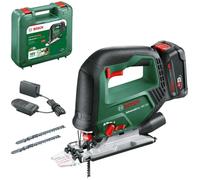 Bosch sierra de calar con batería AdvancedSaw 18V-140 (función de péndulo; motor Brushless; profundidad de corte en madera/acero/alu:140 mm/10 mm/20 mm; 3 hojas; 18V; con batería y cargador de 2,0 Ah)