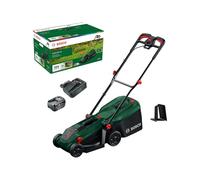 Bosch cortacésped a batería ROTAK18V-32 (anchura de corte: 32 cm, altura de corte: 25-65 mm, cesto de tela de 35 l, tapón para triturado, incluye batería y cargador)