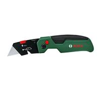 Bosch cúter (cúter compacto y robusto; acero inoxidable; apertura con una sola mano; cambio rápido de la hoja; gancho para cinturón; almacenamiento para cuchillas; con 3 cuchillas de acero SK5)