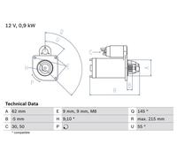 Bosch de arranque para CITROËN AX 10 E 0 986 013 850