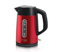 Bosch DesignLine Plus TWK4P434GB - Hervidor inalámbrico de acero inoxidable, 1,7 L, 3000 W, color rojo