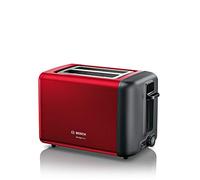 Bosch DesignLine TAT3P424DE - Tostadora compacta para panecillos de acero inoxidable, con apagado automático, con función de descongelación, perfecta para 2 rebanadas de tostadas, función de