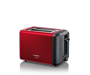 Bosch DesignLine TAT3P424DE - Tostadora compacta para panecillos de acero inoxidable, con apagado automático, con función de descongelación, perfecta para 2 rebanadas de tostadas, función de