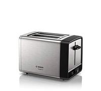 Bosch DesignLine TAT5P420DE - Tostadora compacta de acero inoxidable, con función de descongelación automática, perfecta para 2 rebanadas de tostadas, función elevadora, ancha, 970 W, acero inoxidable