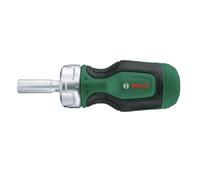 Bosch Home and Garden Destornillador de Carraca, con Mango Ancho y 6 Puntas, de Alto Par Compacto para una Fijación Potente, Incluye 6 Puntas, Ergonómico, Portapuntas Magnético
