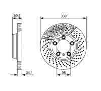 BOSCH Disco de freno PORSCHE 3,8 3,6 99635141002 99635141003 99635141004