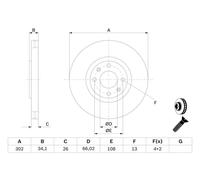 BOSCH Discos de freno para PEUGEOT: 208, 2008, 307, 3008, 207 & CITROËN: C3 Aircross, C4, C3 & OPEL: Corsa, Frontera, Mokka (Ref: 0 986 479 288)