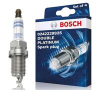Bosch Doble Platino 0242229925 (+45) - Juego de 4 Bujías de Encendido para un Arranque Fiable y una Larga Vida Útil del Motor de Gasolina - con Diseño Resistente