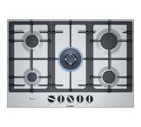Bosch Elettrodomestici PCQ7A5B90 Serie 6, encimera de gas, 75 cm, acero inoxidable