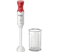 Bosch Ergo Mixx MSM64010 - Batidora de mano, 450 W, velocidad Turbo, motor de baja vibración, con vaso de mezclas, color rojo y blanco