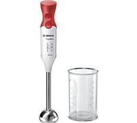 Bosch ErgoMixx MSM64110 - Batidora de mano, 450 W, velocidad Turbo, cúpula con cuatro cuchillas, con vaso de mezclas, color rojo, blanco y gris