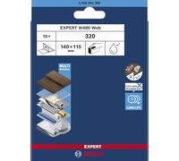 Bosch EXPERT W480 Web - Hojas de lija (10 unidades, para madera dura, color sobre madera, diámetro de 115 x 140 mm, grano 320, accesorio profesional)