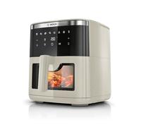 Bosch - Freidora de aire Serie 6, Air Fryer XXL capacidad de 7,2 L, 7 programas y ventana de visualización con luz, beige mate, MAF671C0