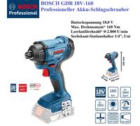 ⭐BOSCH® GDR 18V-160 Professional Atornillador de impacto a batería 160 Nm Sol...