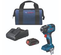 BOSCH GDR18V-1800B12 - Kit de destornillador de impacto hexagonal sin escobillas de 1/4 pulgadas de 18 V con (1) batería de alimentación estándar de 2 Ah