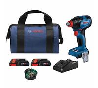 BOSCH GDX18V-1860CB25 - Kit de llave de impacto de bit/socket de 18 V listo para conectar, dos en uno de 1/4 pulgadas y 1/2 pulgada con (2) baterías de alimentación avanzada CORE18V® de 4 Ah y (1