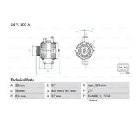 BOSCH Generador Alternador 100A 14V para Opel Astra G Cc Zafira A Vectra C
