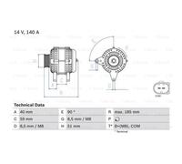 BOSCH Generador Alternador 140A 14V para Seat Leon Passat Variant (VII) Golf