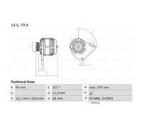 BOSCH Generador Alternador 70A 14V para Fiat Doblo 119 Punto Van 188AX Linea