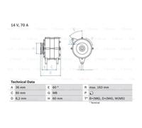 BOSCH Generador Alternador 70A 14V para Land Rover Discovery I Lj Ford Escort