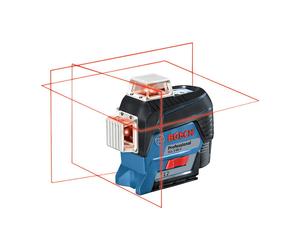 Bosch GLL 3-80 C Professional Nivel Láser de Línea Cruzada 3 Rayos, 120m con Receptor, Autonivelante ±4°, IP54