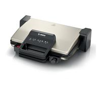 Bosch - Grill, Tres Posiciones, 2000 W, Placas aptas para Lavavajillas, Fácil de Limpiar, Acero, TCG3302