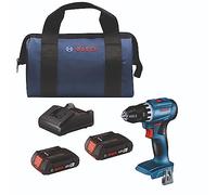 BOSCH GSR18V-400B22 - Kit de taladro/destornillador compacto de 18 V, sin escobillas, 1/2 pulgada, con (2) baterías SlimPack de 2 Ah