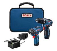 BOSCH GXL12V-220B22 - Kit combinado de 2 herramientas sin escobillas de 12 V máximo con taladro/destornillador de 3/8 pulgadas, destornillador de impacto hexagonal de 1/4 pulgadas y (2) baterías Ah