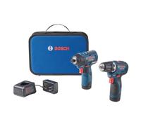 BOSCH GXL12V-220B22 - Kit combinado de 2 herramientas sin escobillas de 12 V máximo con taladro/destornillador de 3/8 pulgadas, destornillador de impacto hexagonal de 1/4 pulgadas y (2) baterías Ah