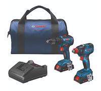 Bosch GXL18V-240B22 Kit Combo de 2 Herramientas 18V: Taladro/Atornillador de 1/2 y Destornillador de Impacto Freak 1/4 y 1/2 Con 2 Baterías Slimpack de 2.0 Ah