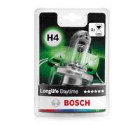 Bosch H4 Longlife Daytime, Lampadina Alogena para Faro Delantero, 12 V 60/55 W, Duradera - Casquillo Tipo P43t - Recambio de Luz para Coche, Paquete de 1 Lámpara