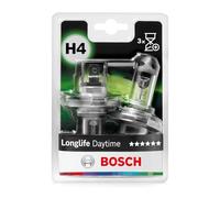 Bosch H4 Longlife Daytime, Lámparas Halógenas para Faros Delanteros, 12 V 60/55 W, Duraderas - Casquillo Tipo P43t - Recambio de Luces para Coche, Paquete de 2 Lámparas