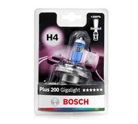Bosch H4 Plus 200 Gigalight, Lámpara Halógena para Faro Delantero, 12 V 60/55 W, 200% Más Luz - Casquillo Tipo P43t - Recambio de Luz para Coche, Paquete de 1 Lámpara