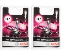 Bosch H7 Plus 150 Gigalight, Lampadina Alogena para Faros Delanteros 12 V 55 W, 150% Más Luz - Casquillo Tipo PX26d - Recambio de Luces para Coche, Paquete de 2 Lámpara