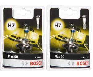 Bosch H7 Plus 90, Lampadina Alogena para Faro Delantero, 12 V 55 W, 90% Más Luz - Casquillo Tipo PX26d - Recambio de Luz para Coche, Paquete de 2 Lámpara